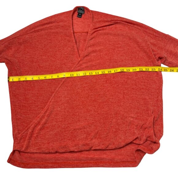 Clara Sun Woo Sweater Womens Orange V Neck Faux Wrap Pullover Made in USA Sz XS - Picture 5 of 7